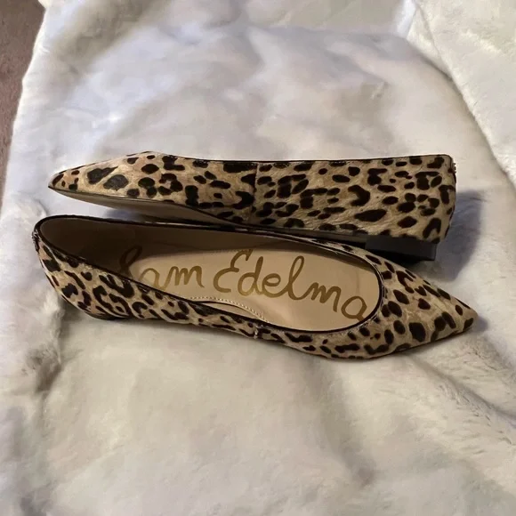 SOLD Sz 6 Sam Edelman NEW Sally Pointed Toe Cheetah Calf Hair  Leather Flats - Picture 13 of 15